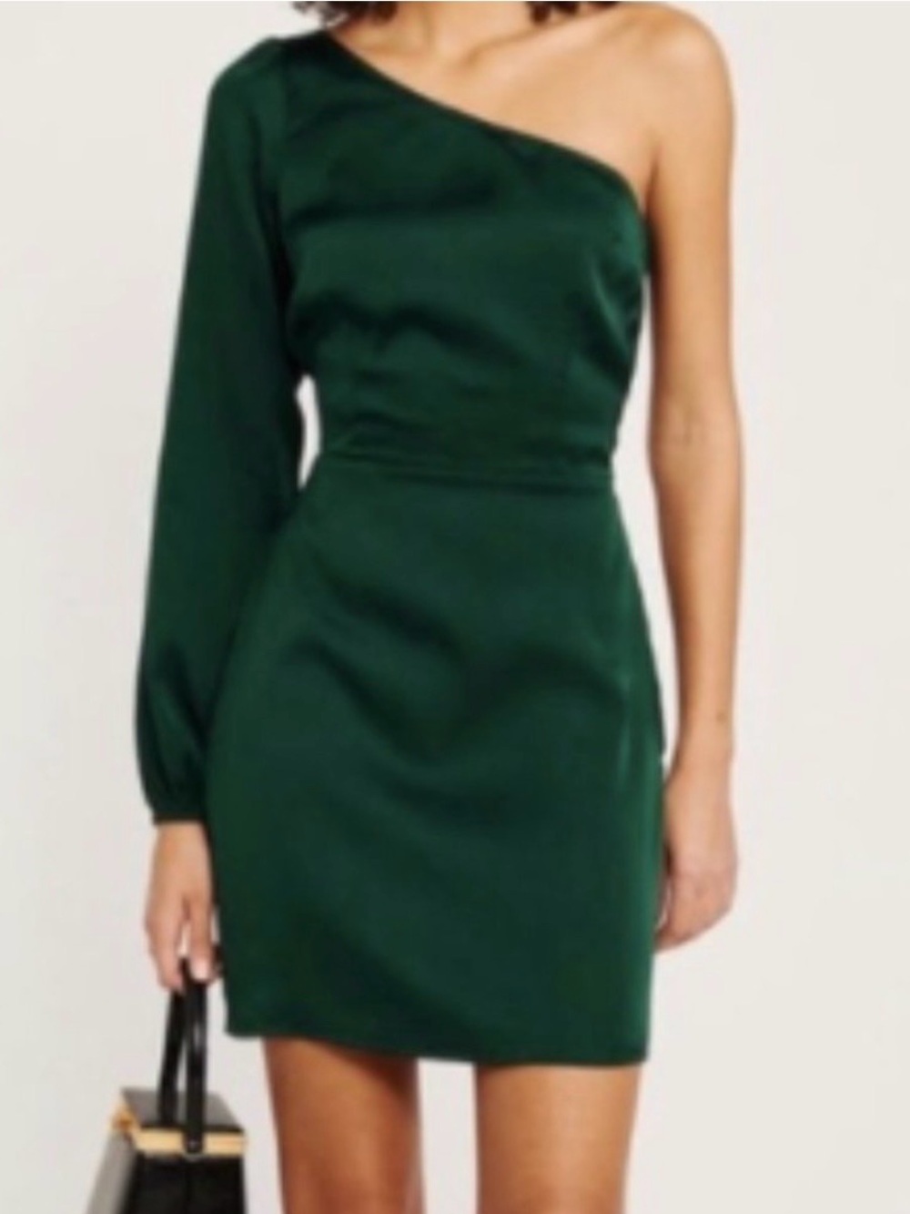 Abercrombie & Fitch Green Satin One Shoulder Mini Dress Large Party EUC